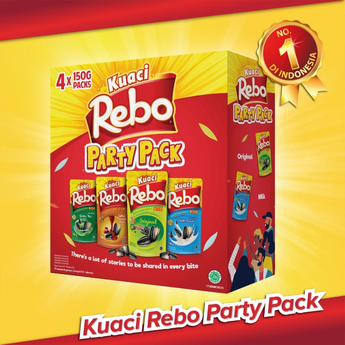 

GRATIS ONGKIR Rebo Kuaci Party Pack 150 Gram (Original, Milk, Green Tea, Caramel) 4 AR066