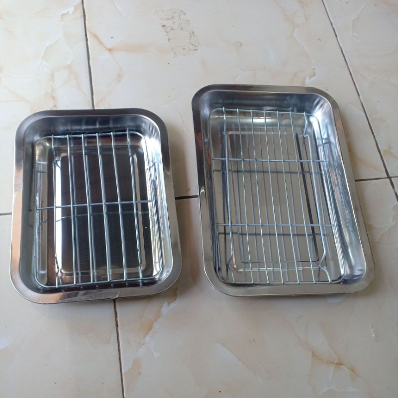 nampan baki stainless dengan cooling rack peniris makanan