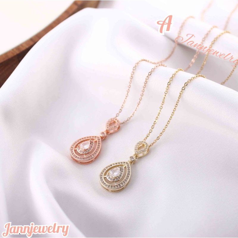 kalung titanium Fashion korea import zircon stone