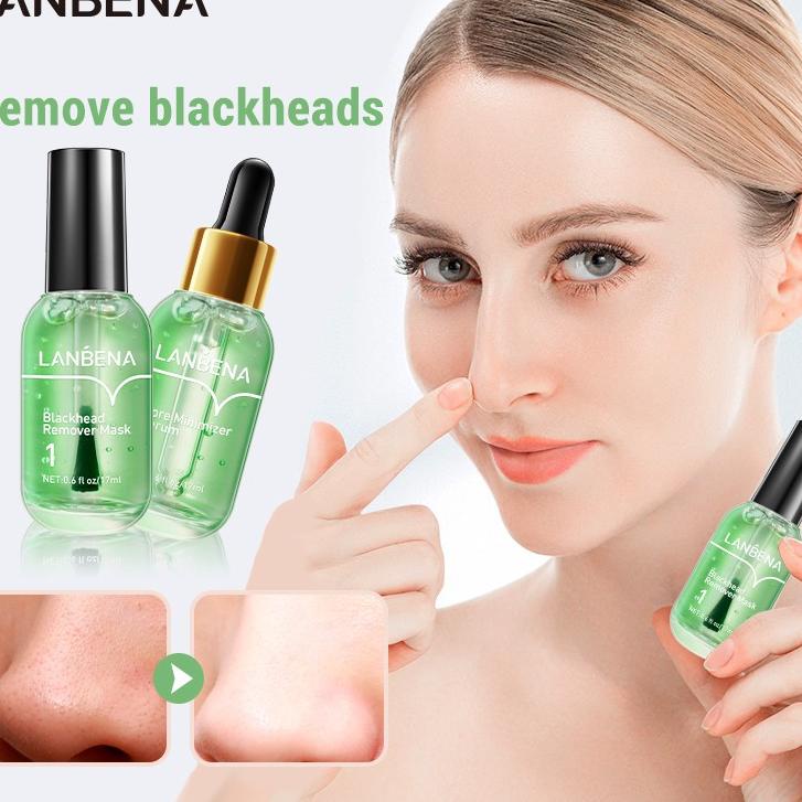 Best Terlaris AQTCW LANBENA Blackhead Remover Mask & Pore Minimizer Serum 17ml - Penghilang Komedo &