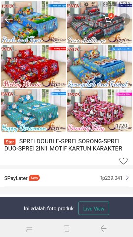 Sprei Double-sprei Sorong-sprei Duo-sprei 2in1 Motif Kartun Karakter Anak 120x200
