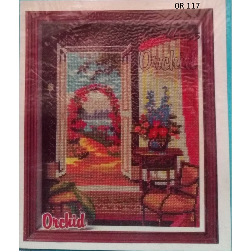 KRUISSTEEK KRISTIK ORCHID MOTIF PEMANDANGAN OR 117