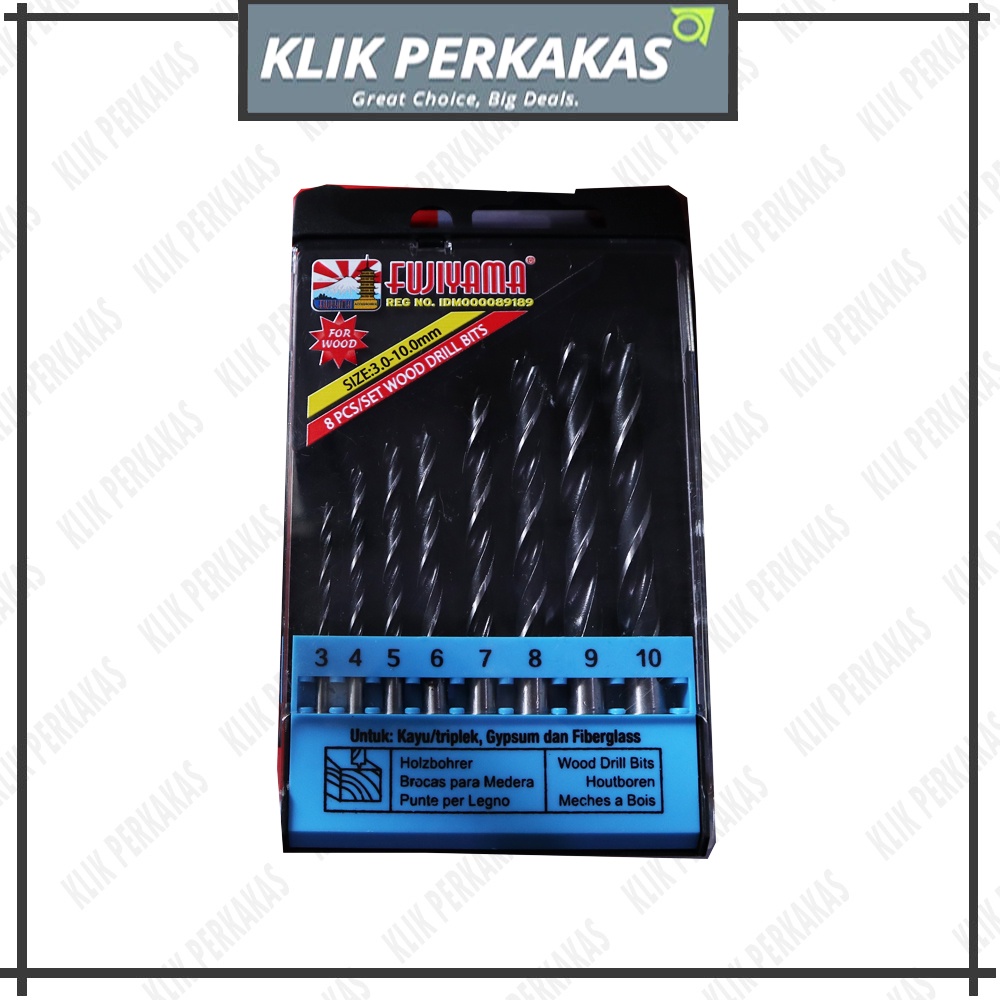 Mata Bor Kayu Set 3-100mm Fujiyama Wood Drill Bits Set 8pcs -  MATA BOR FUJIYAMA