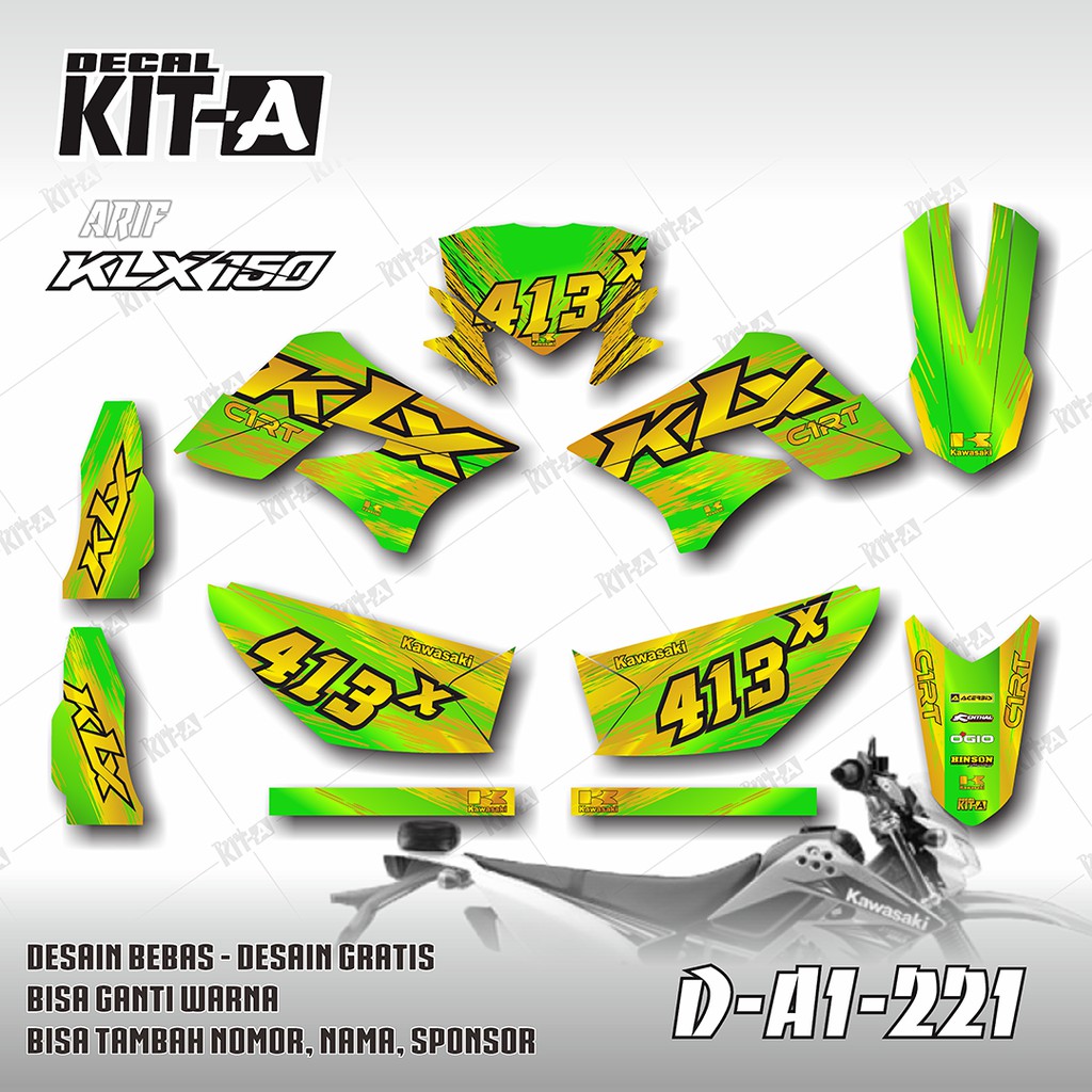 Decal Stiker Klx 150 s Hijau Emas Gold Dekal Striping Sticker Dtracker Klx 150 a1-221
