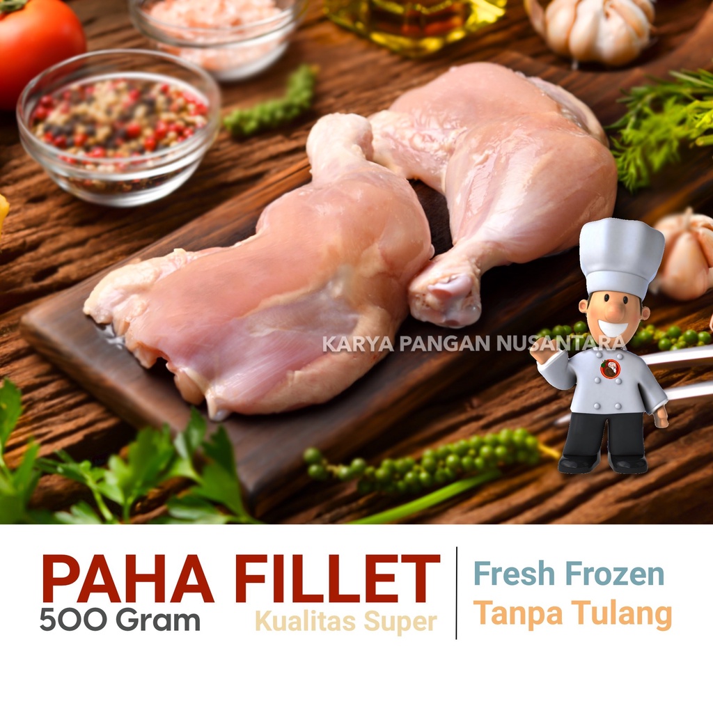 

PAHA AYAM FILLET FRESH FROZEN DAGING PAHA AYAM TANPA TULANG 500 GR