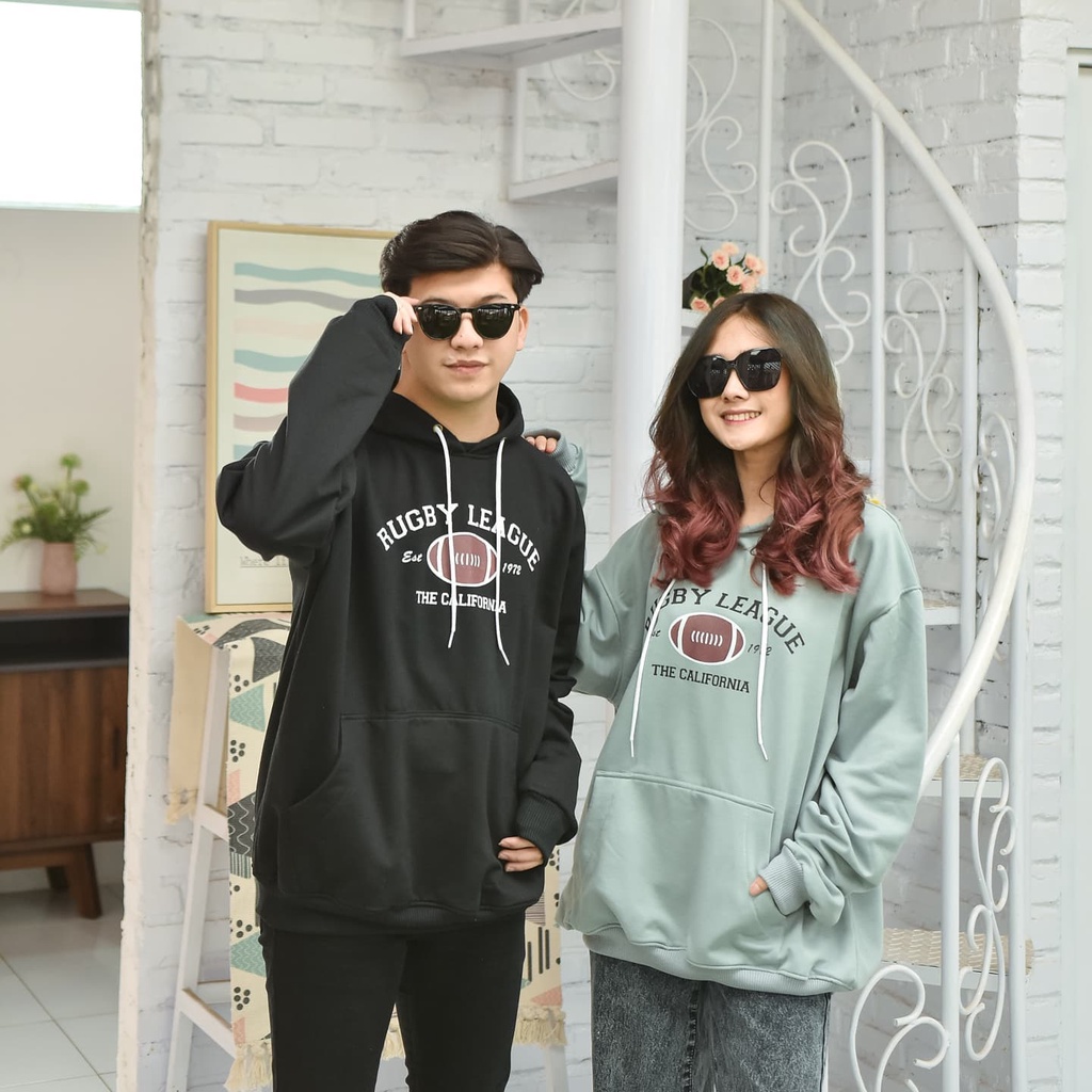 sweater hoodie wanita pria/unisex  RUGBY LEAGUE oversize sweater couple cewek cowok oversize LD 130 CM-7