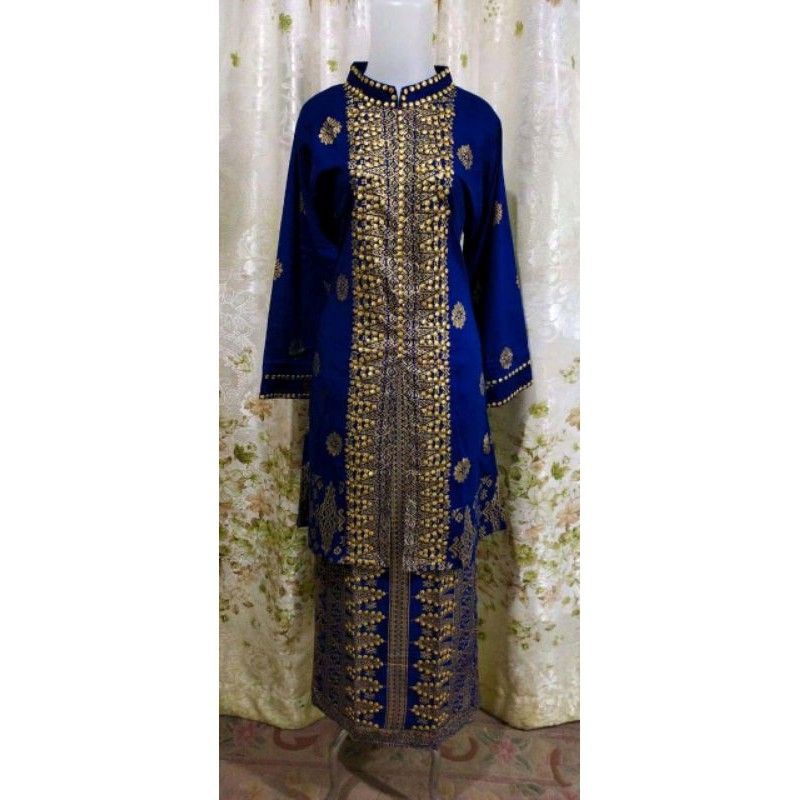 SET COUPLE BATIK SONGKET PALEMBANG NAVY GOLD