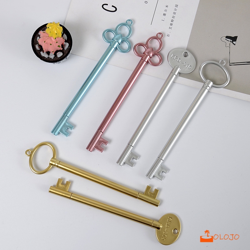 OLOJO Pulpen Pena Gel Kunci Lucu Kreatif Retro Perlengkapan Kantor Alat Tulis Hadiah Siswa Kecil