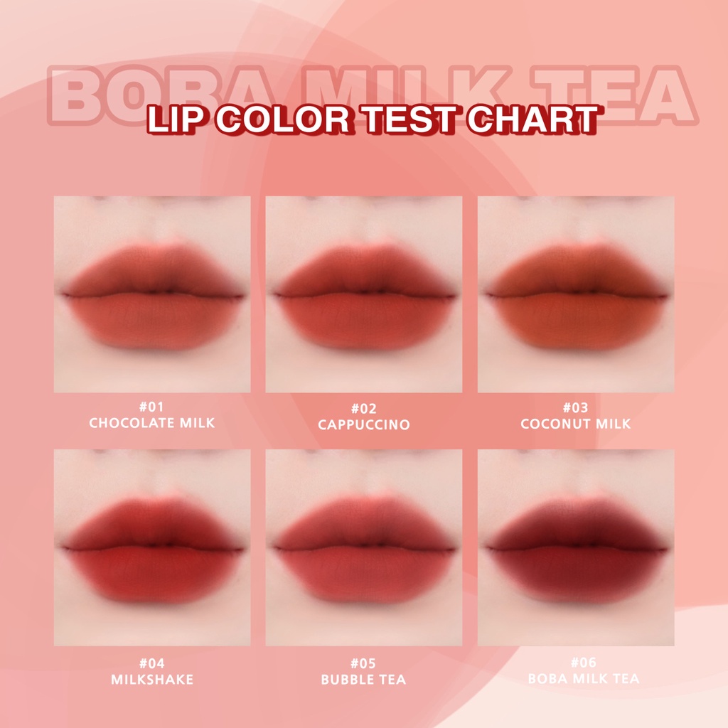 𝐌𝐀𝐓𝐓𝐄 𝐋𝐈𝐏𝐒𝐓𝐈𝐂𝐊 - Kiss Beauty Boba Milk Tea Color Liquid  Matte Lipstick Tahan Lama 4ml