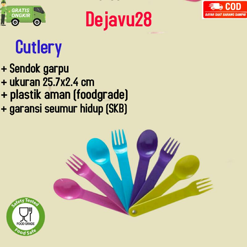 cutlery set sendok garpu plastik anak anak laki laki dan perempuan sekolah