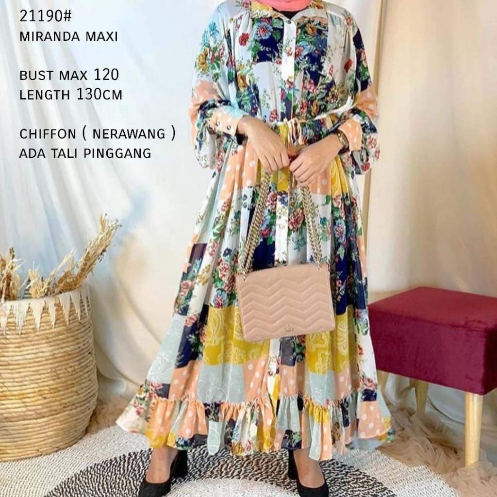 NGJ 3M 21190 MIRANDA Maxi DRESS Fashion PREMIUM IMPORT THREE M TM