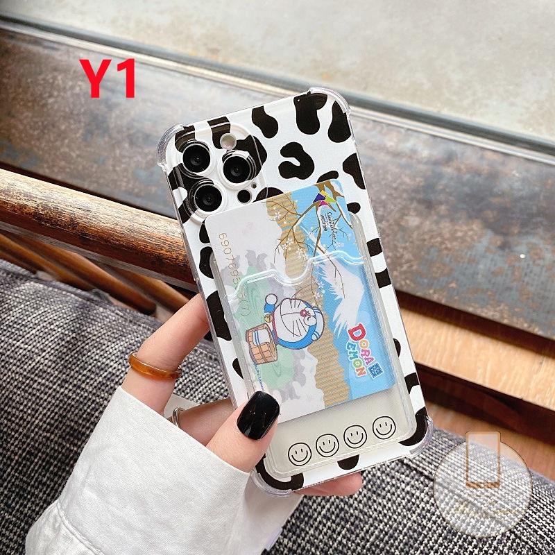 Case Dompet Kartu Bening Motif Leopard Untuk iPhone 6 6s 7 8 Plus 11 12 13 pro max X XR XS max SE 2020 14 pro max