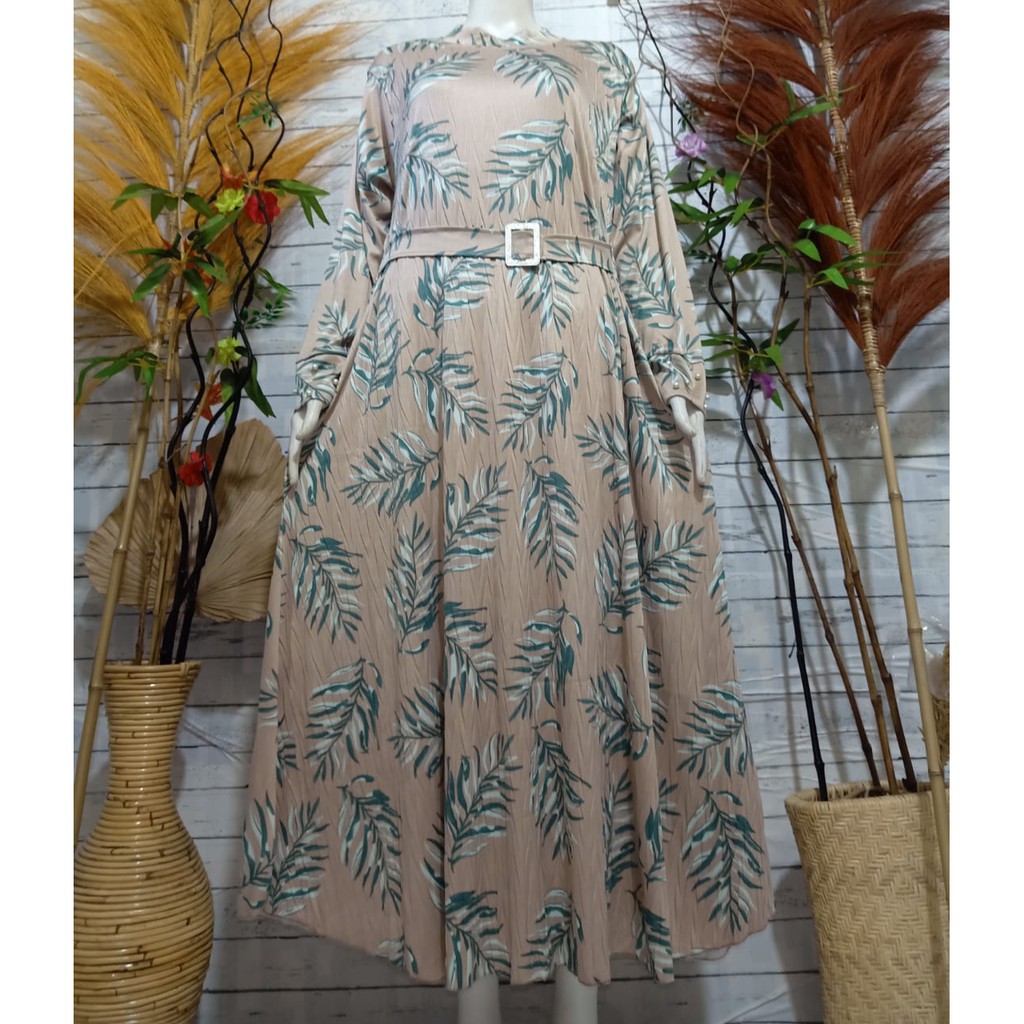 gamis daun jumbo / gamis terbaru