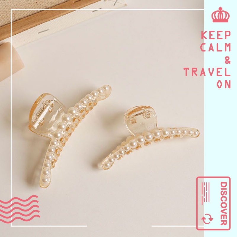 COD❤️Jepit Rambut Aksen Mutiara Fashion Korea Wanita Dan Berlian Imitasi Gaya Retro-A.one