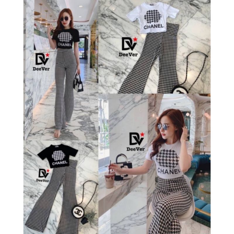 ready One Set Croptop Cutbray pant import bangkok murah pakaian setelan wanita fashion