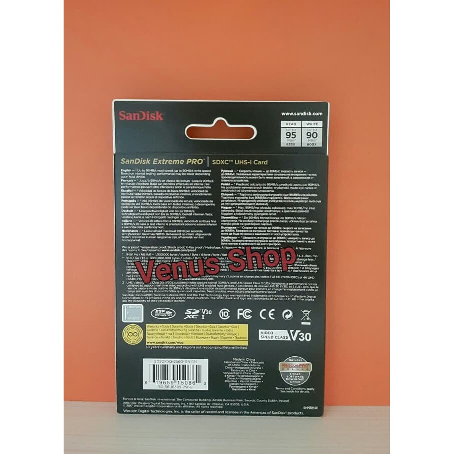 SANDISK SDCARD EXTREME PRO 256 GB 95 MB S   EXTREMEPRO 256GB 95 MBPS