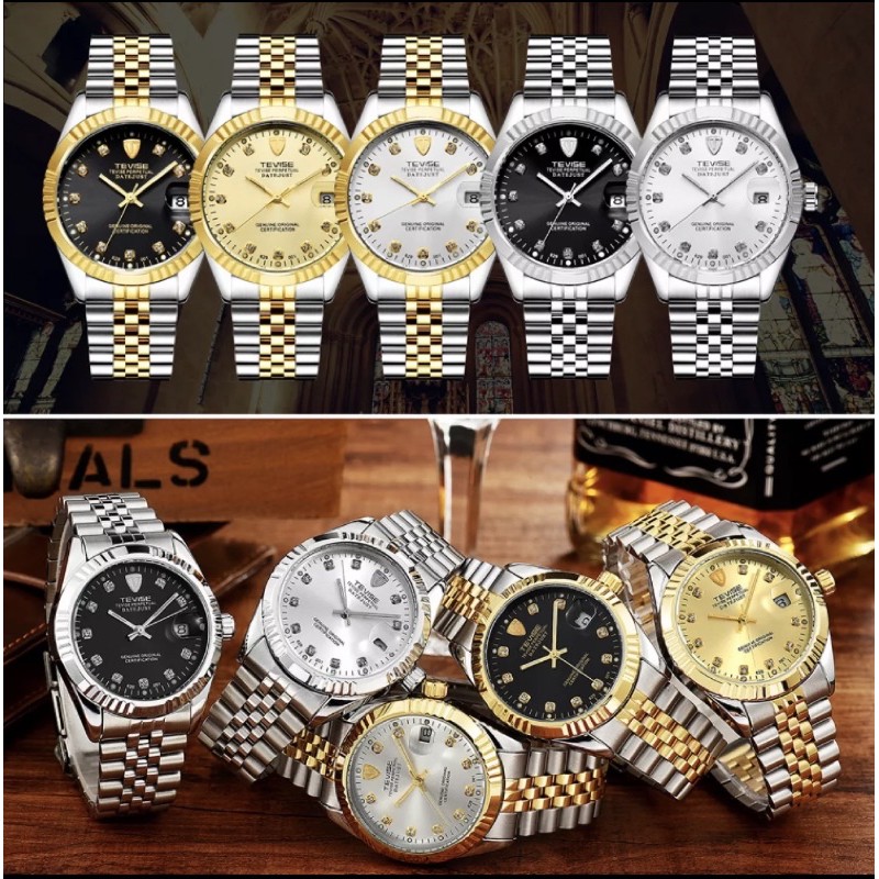 Jam Tangan Tevise Datejust Silver Strap Jubilee President Automatic Watch