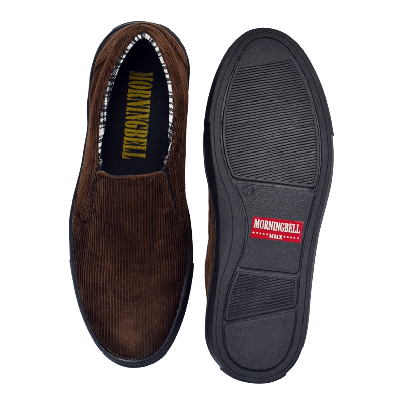 Morningbell - Sepatu pria Murah berkualitas slip on casual mojo brown black sole