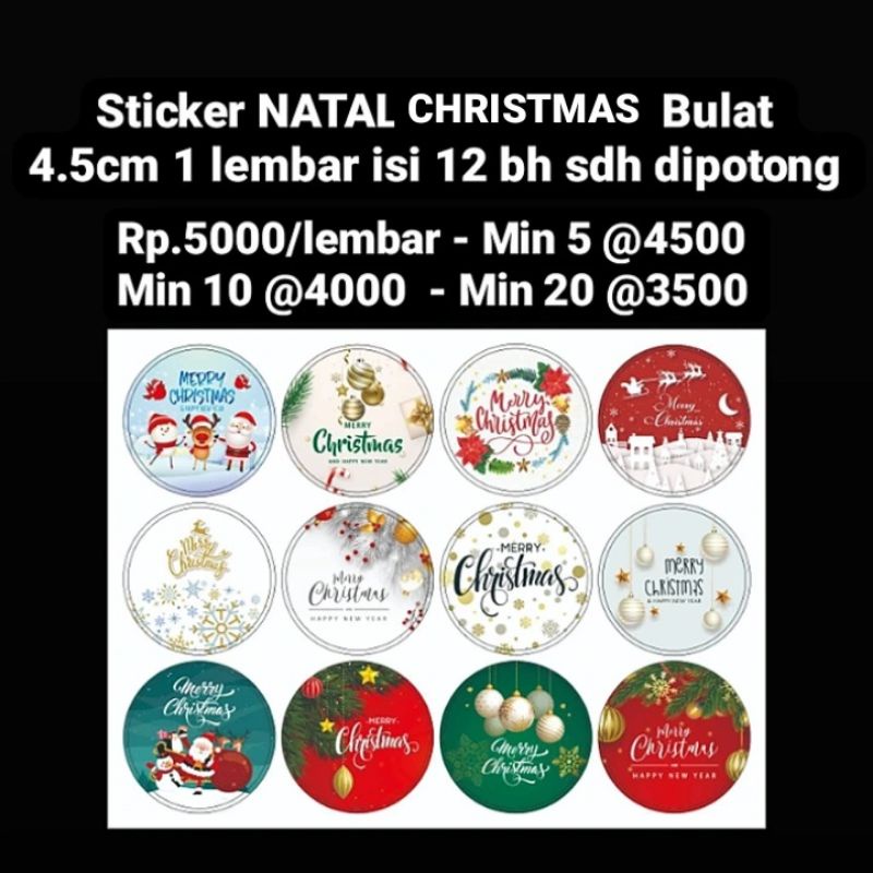 

Sticker NATAL CHRISTMAS Bulat 4.5cm 1 lembar isi 12 bh sdh di potong