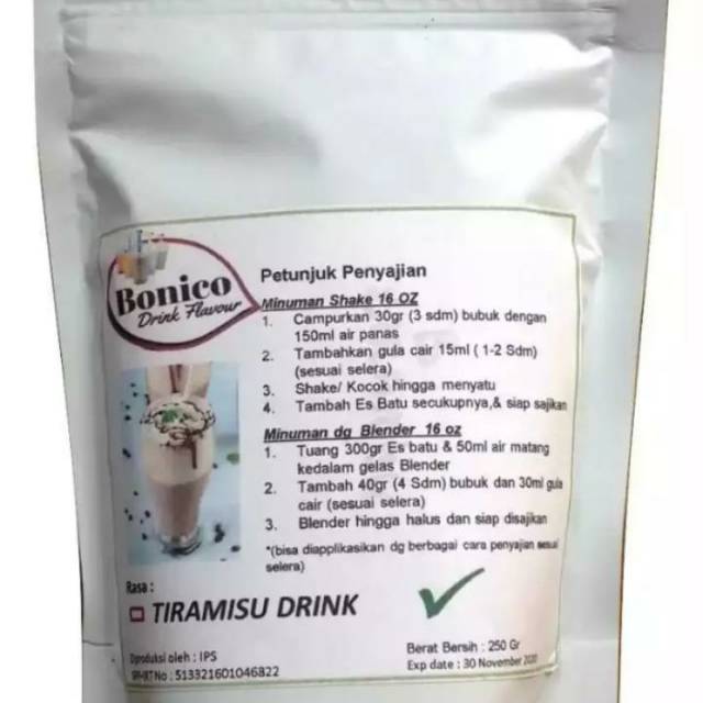 

TIRAMISU DRINK 500gr bubuk minuman ice blend drink flavour powder