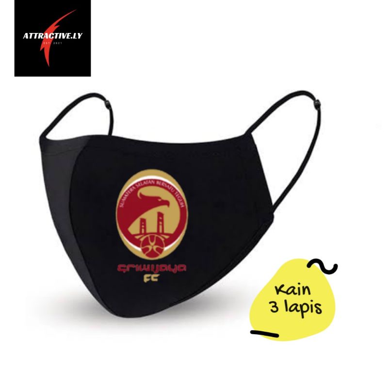 Masker kain 3 lapis Logo SRIWIJAYA FC / liga Indonesia/ football / Earloop 3ply / masker anak dewasa