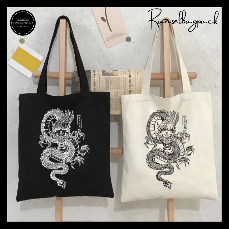 Tote Bag Kanvas Bahu Backpack Model Kekinian Terbaru Simpel Sablon Karakter Termurah Stylish Belanja Outdoor Perempuan Wanita Cewek