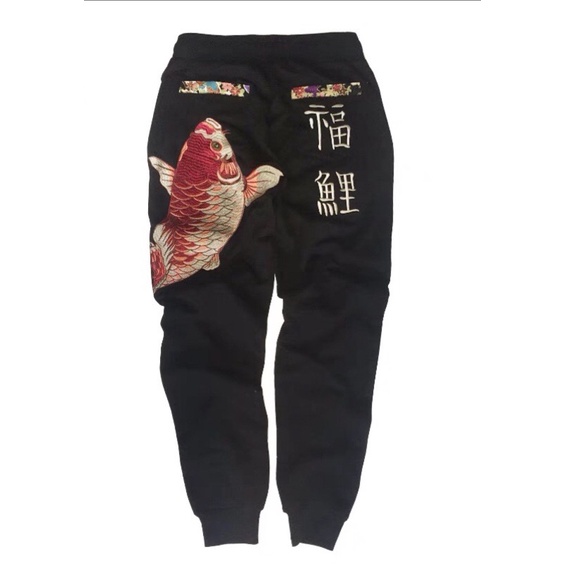 CELANA JOGGER IMPORT SUKAJAN PRIA JEPANG KOREA HARAJUKU BORDIR IKAN KOI ORIGINAL M-3XL JY13