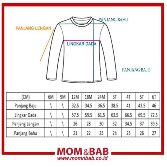 Mom N Bab 6-18M Premium Blouse dan Kaos Atasan Anak Lengan Panjang CBKS