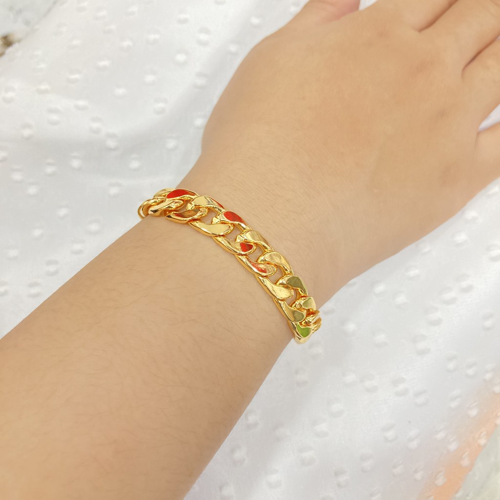 Gelang Rantai Titanium Wanita Anti Karat Xuping Lapis Emas Perhiasan Fashion Wanita Berlapis Emas KTA22-8