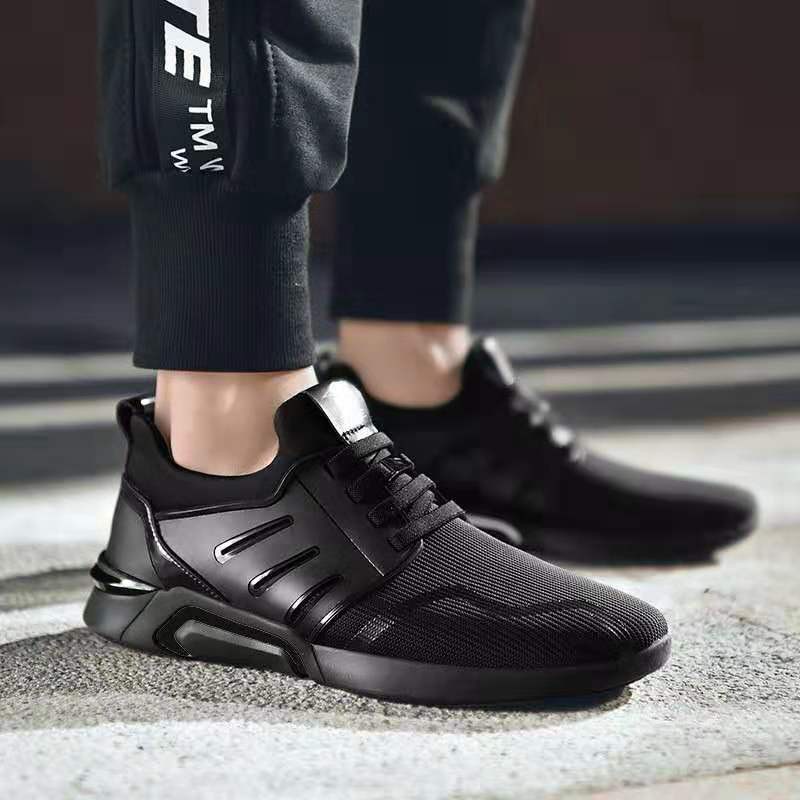 Sneaker Pria Batam ELIZA Sepatu Olahraga Pria Korea Fashion Sneakers Sekolah Kerja Sport Hitam F15