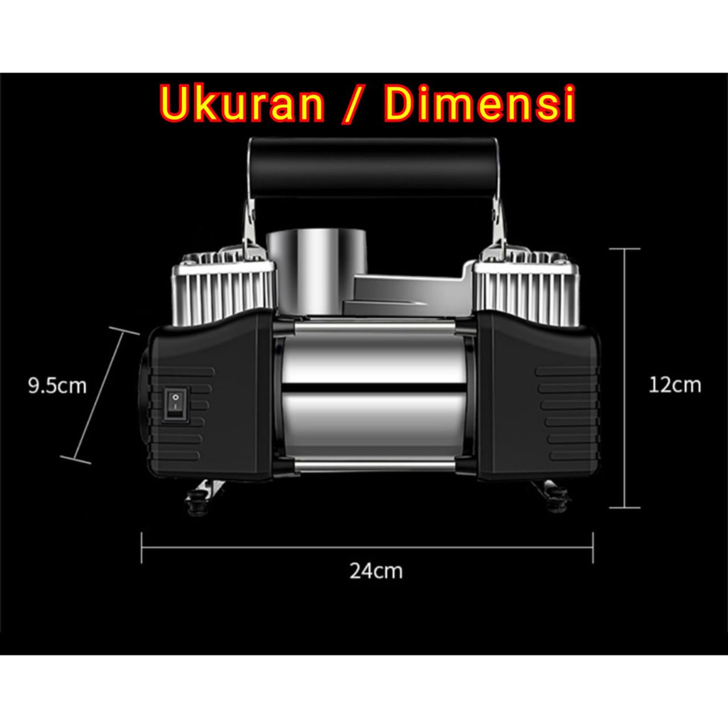 2 Silender Pump - Pompa Angin Kompresor / Pompa Ban Angin / Full Set Pompa Mobil Pompa Sepeda
