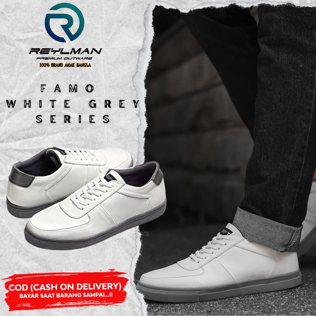 Sepatu Sneakers Pria REYLMAN FAMO White Grey Series