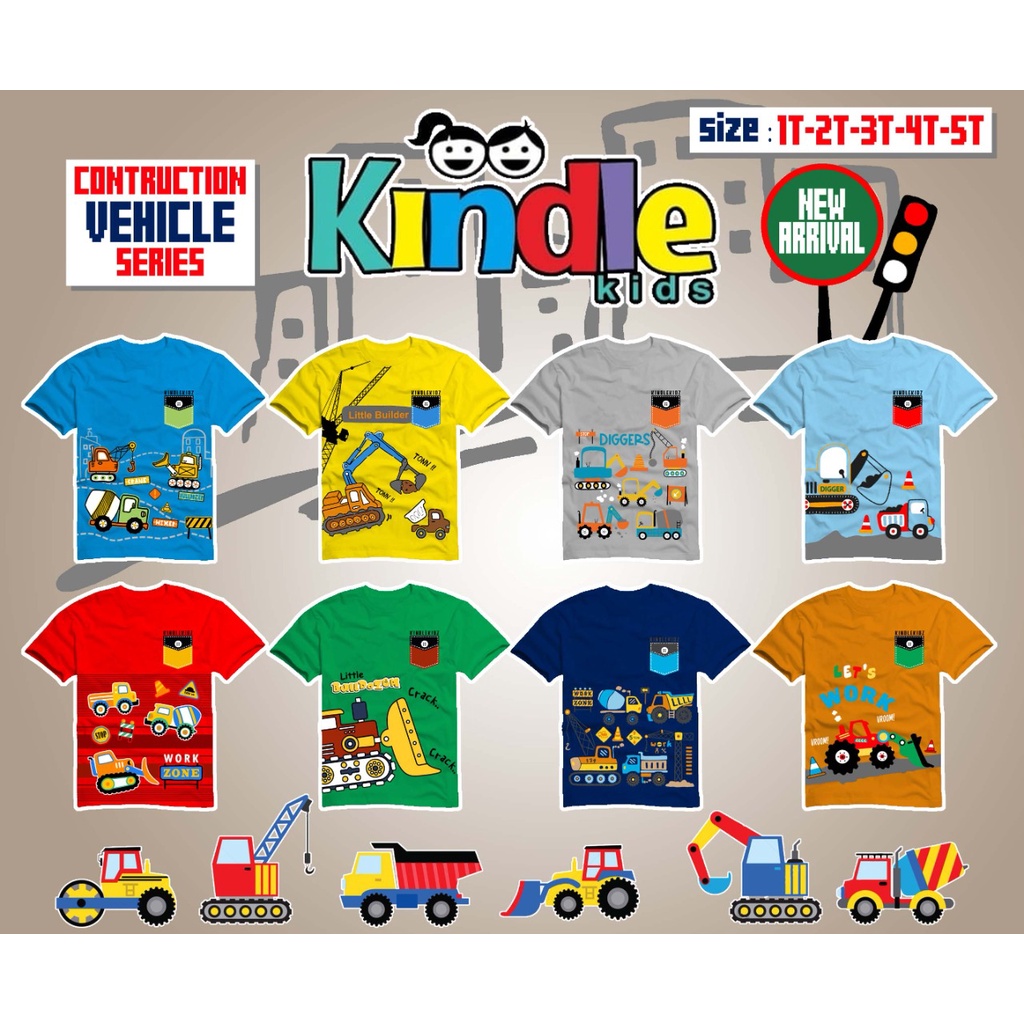 KAOS ANAK SERI KENDARAAN KONTRUKSI (VERSI 2) BY KINDLE KIDS