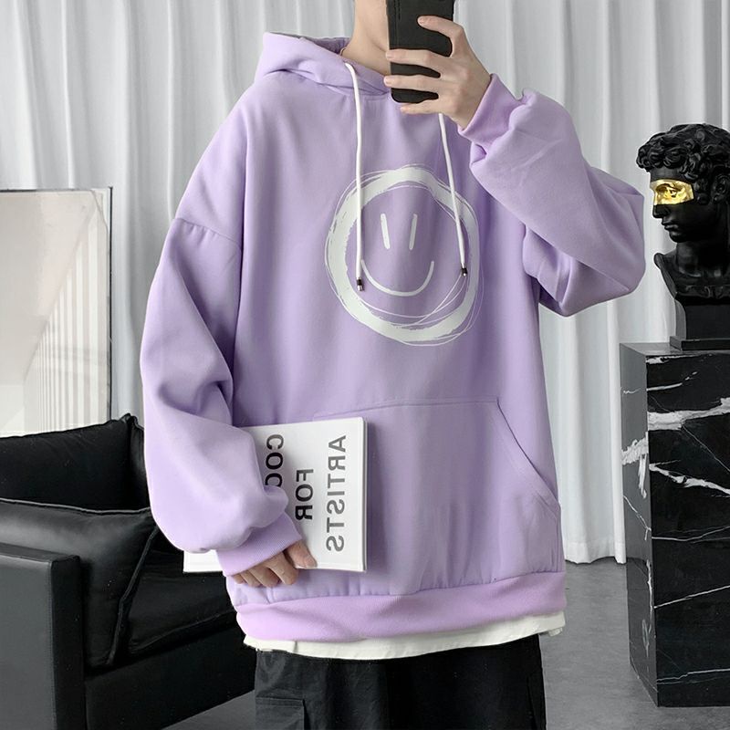 Hoodie SMILE Big Size (S - 6XL) Jacket Boy Girl Oversize S M L XXL XXXL 4XL 5XL 6XL Smiley Unisex Korean Harajuku Style Fleece Premium Lilac Putih Hitam Abu Paralon Jaketin Aja Jumbo