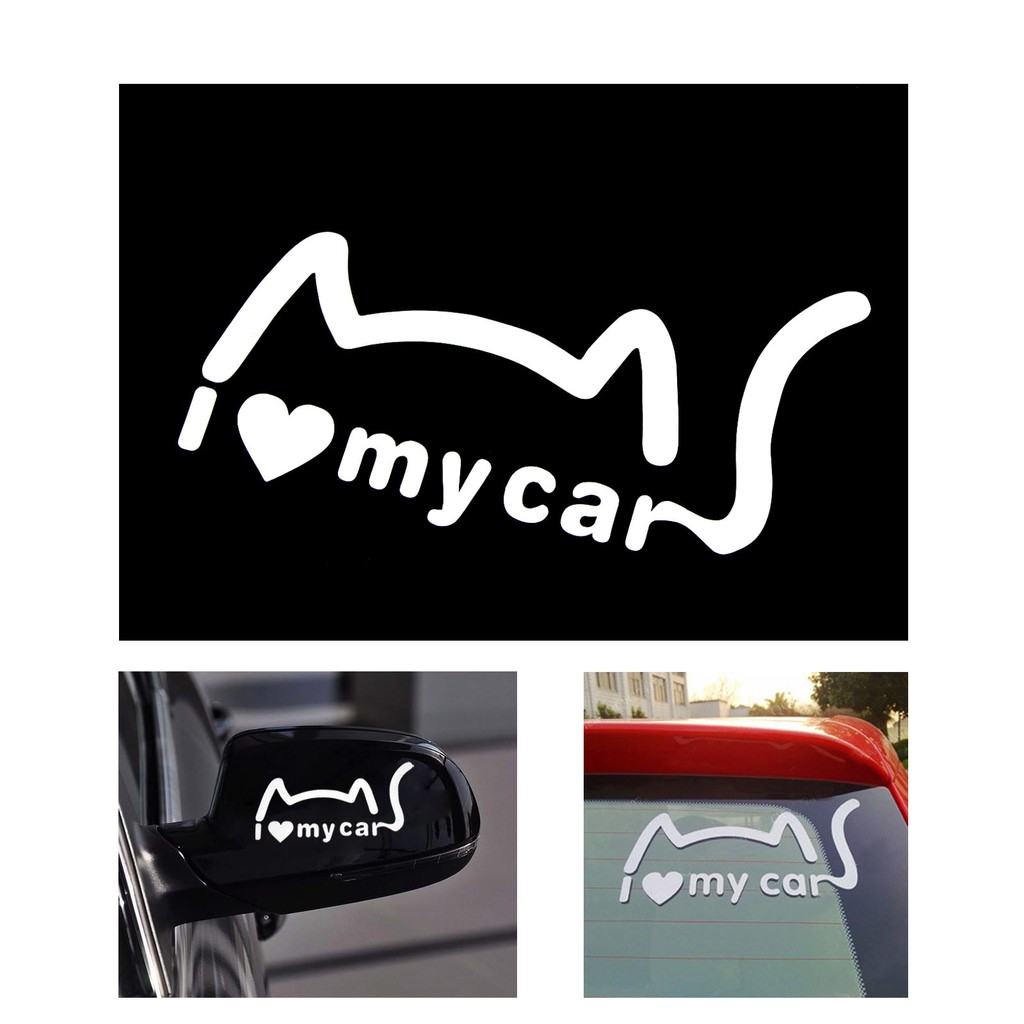 Stiker Spion Mobil I love My Car cat Keren Car Decal Sticker Kucing