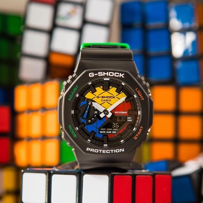 Jam Tangan Pria Casio G-Shock Rubiks Custom GSHOCK Limited X Rubik’s CUBE (GAE-2100RC)