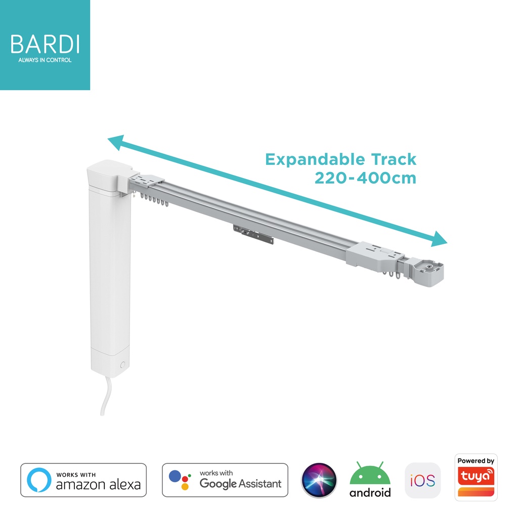 BARDI Smart Expandable Curtain Track and Motor Set Gorden Rel Otomatis