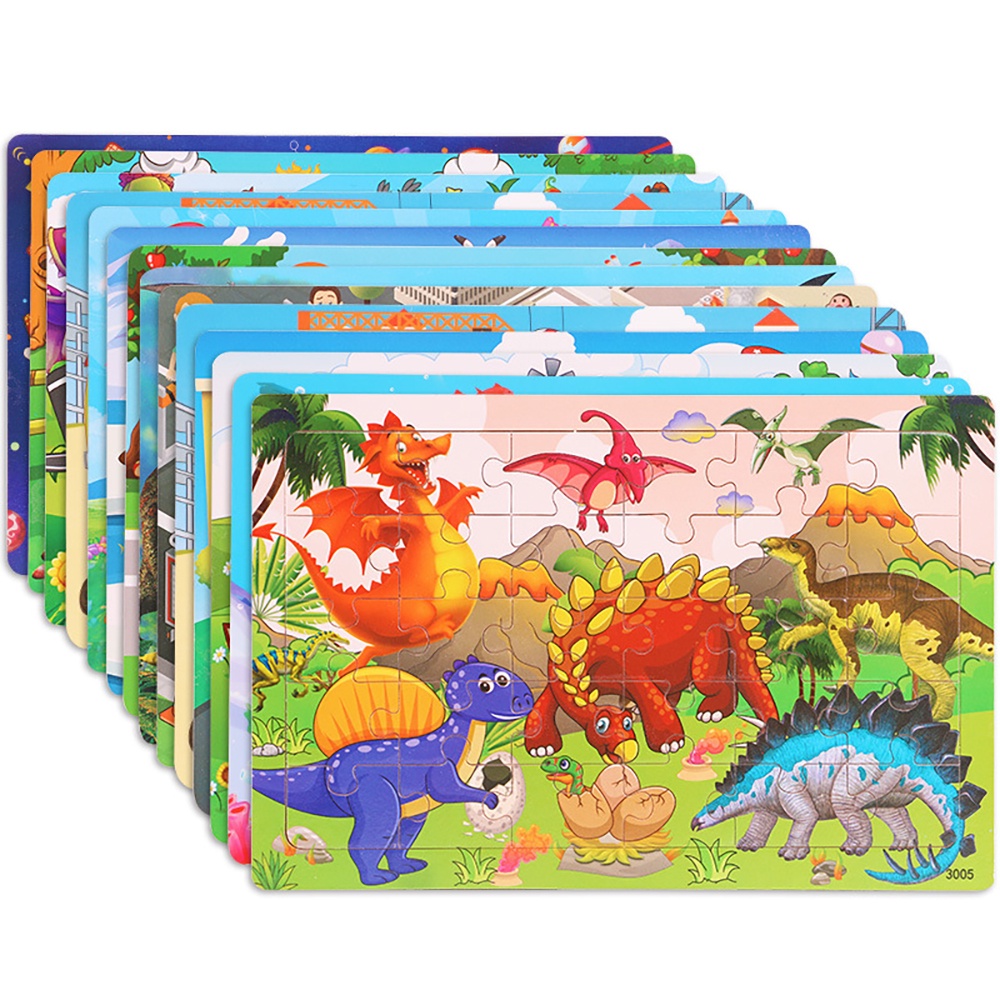 LAKOE Mainan Puzzle Kayu anak kartun lucu Mainan Jigsaw puzzle