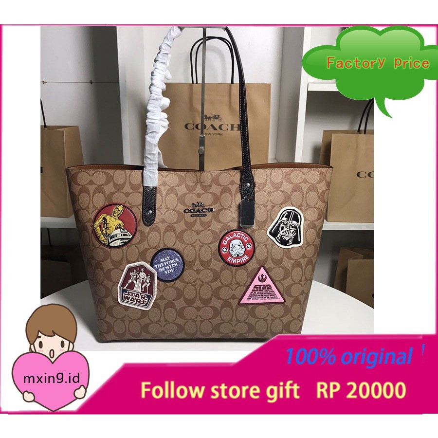 Coach 88020 Coach Tas Bahu Wanita Model Tote Motif Star Coach 88020 Coach Tas Bahu Wanita Model Tote Motif Star