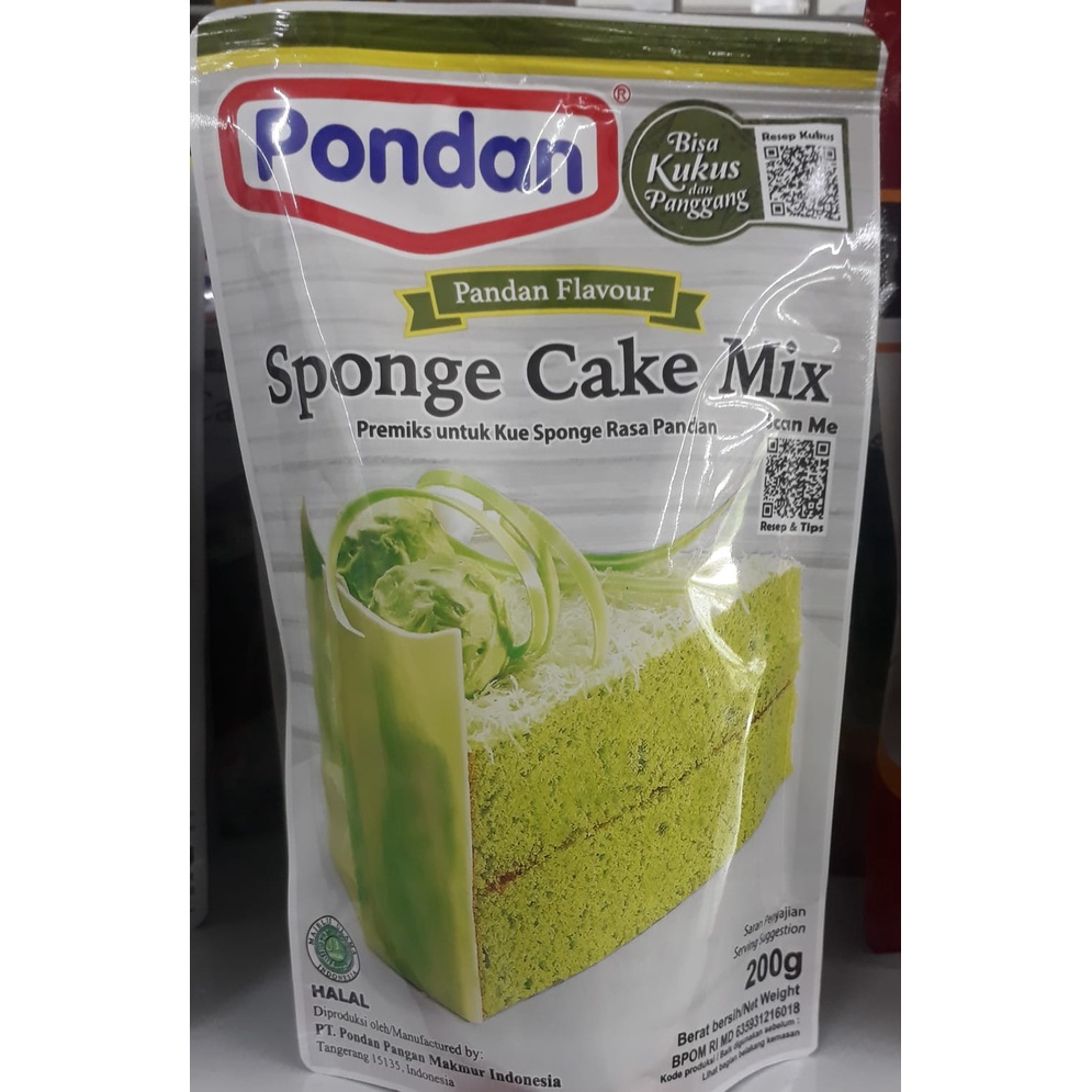 Pondan Sponge Vanilla, Pandan, Coklat Pouch 200gr