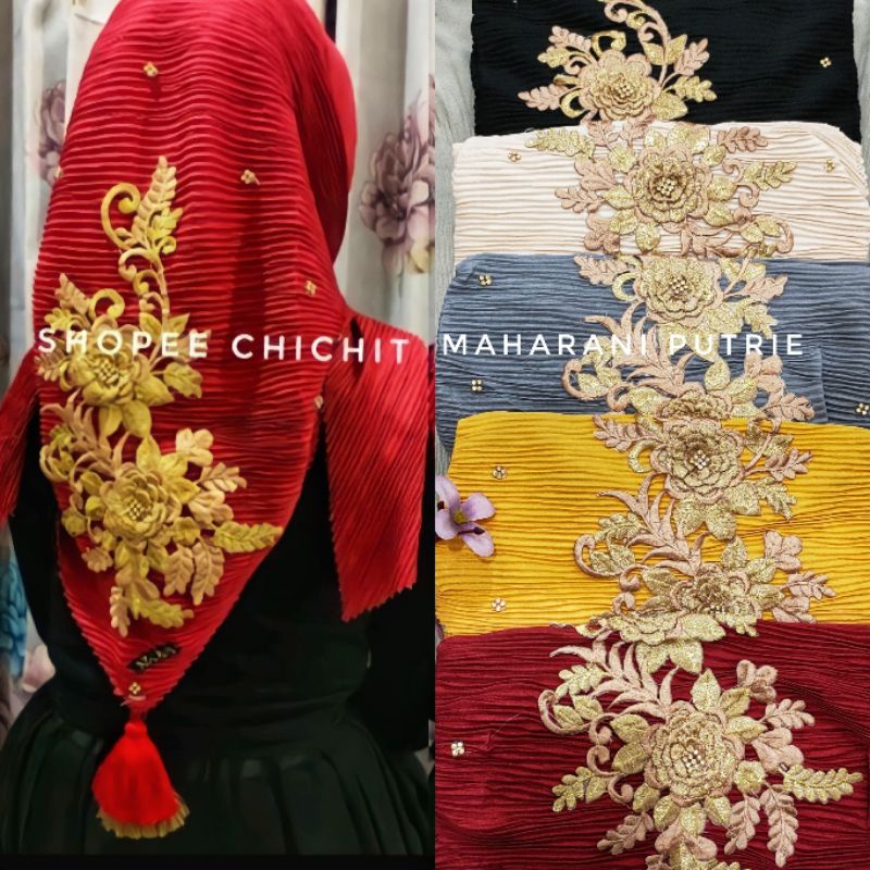 segi empat plisket bordir terbaru/jilbab segi empat bordir renda/j8lbab segi empat bordir swaroski/j