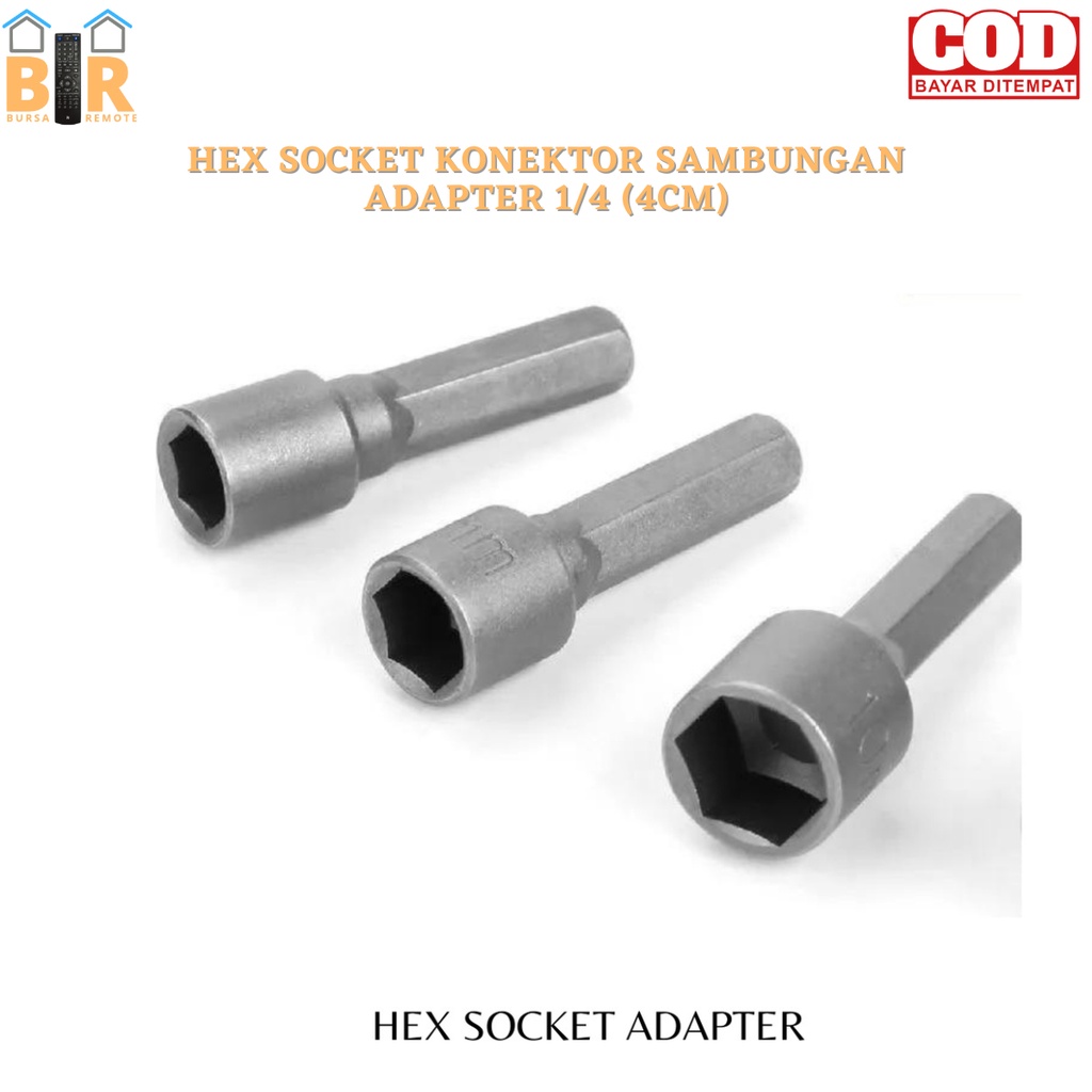 HEX SOCKET KONEKTOR SAMBUNGAN ADAPTER 1/4 (4CM) 1pcs