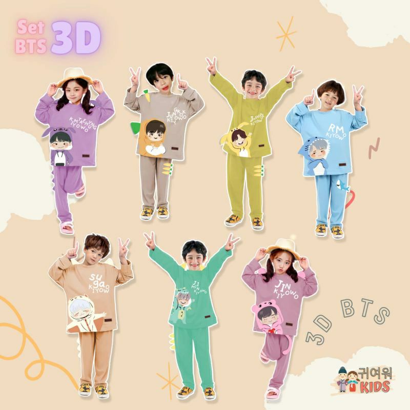 Setelan 3D Kiyowo kids BTS - Setelan Anak Unisex