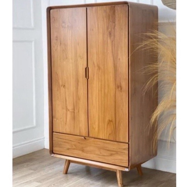 PROMO LEMARI PAKAIAN MINIMALIS JATI 2PINTU 2 LACI MODEL RETRO