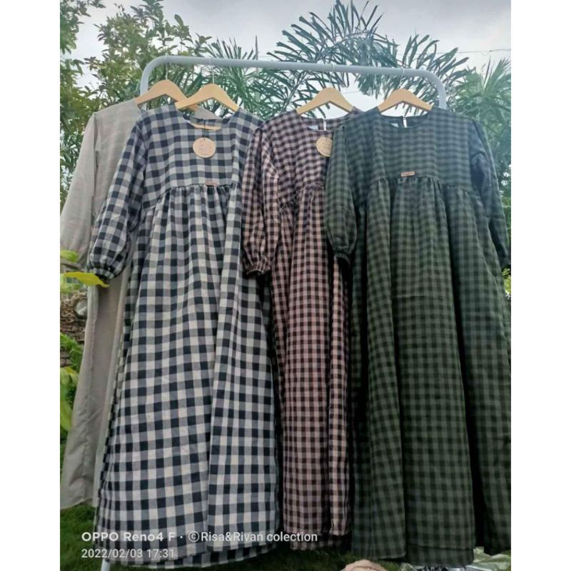 MIDI DRESS KOTAK KATUN FLANEL