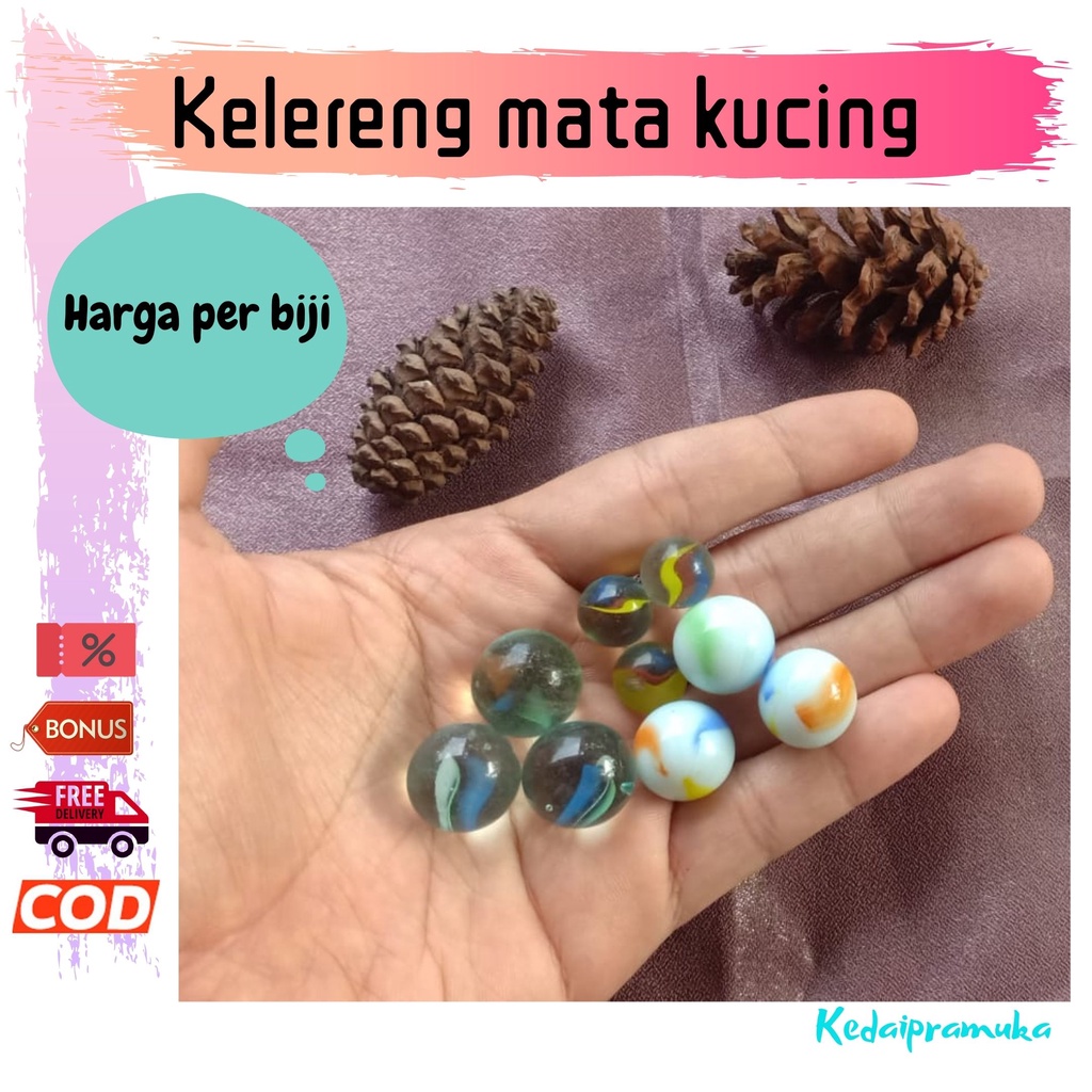 Kelereng Mata Kucing / Gundu Balap / Nekeran Belimbing / Mainan Jadul 90an Murah / harga per butir