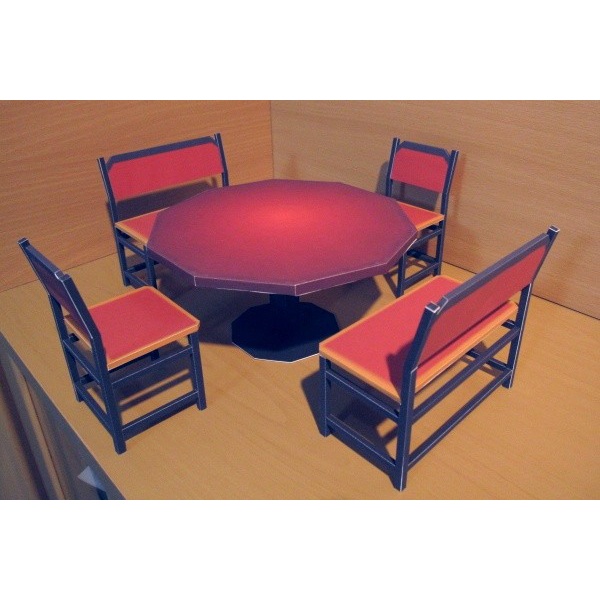 Table and Chairs meja makan Papercraft
