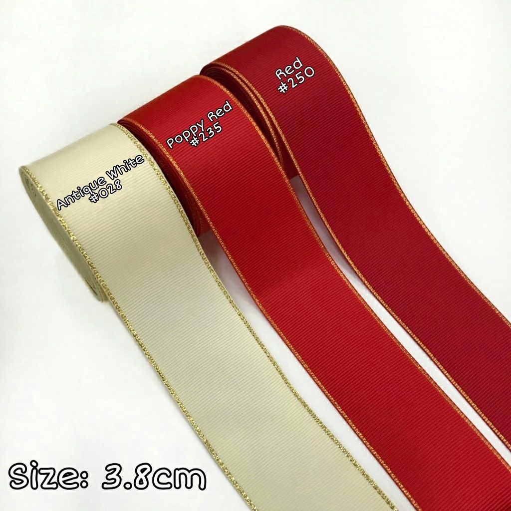 1 YARD (91 CM) 3.8 CM PITA GROSGRAIN LIST GOLD | EMAS | PITA KADO HAMPERS