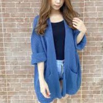 Cardigan Rajut Jumbo XXL,3XL,4XL / cardigan rajut oversize / Cardigan Wanita Big Size/ Kardigan Jumb-Denim
