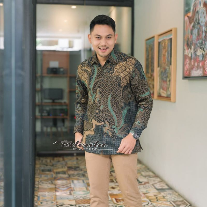 Baju Kemeja batik pria cowok cowo lengan panjang pendek pekalongan solo seragam keris premium G03